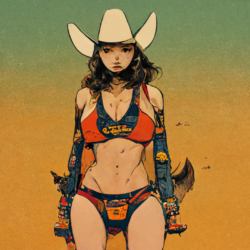 Bikini Cowboy Girl Fully Wired