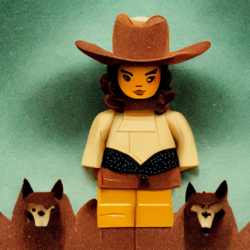 Bikini Cowboy Girl Surrounded By Wolves Lego Figure